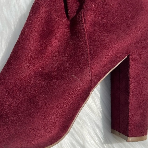 Block Heel Open Toe Knee-High Faux Surde Boots Size 7.5 - Picture 8 of 9